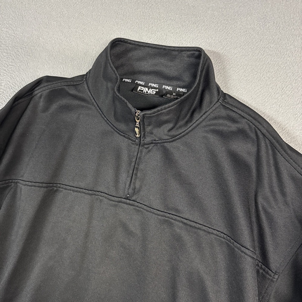 Ping Collection Golf Jacket Mens XL Black Quarter Zip Pullover Drawstring VTG